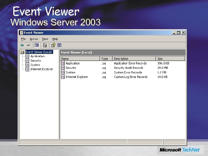 Event Viewer Windows Server 2003 