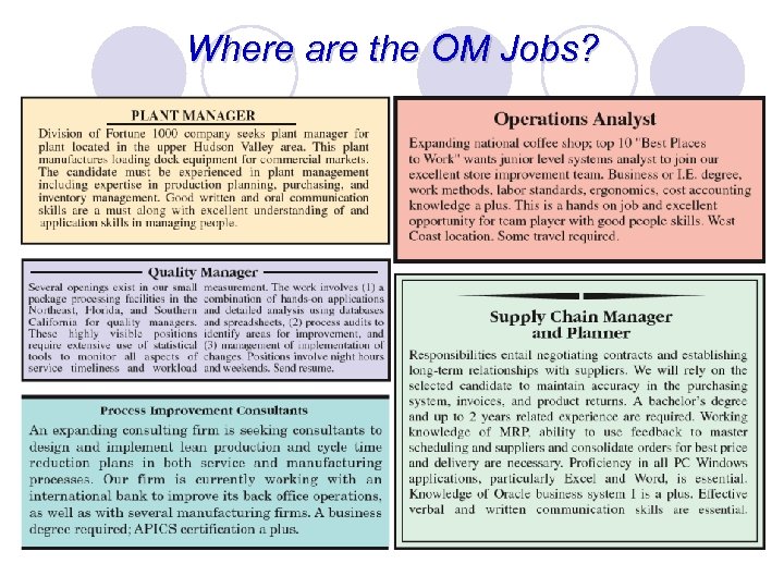 Where are the OM Jobs? 