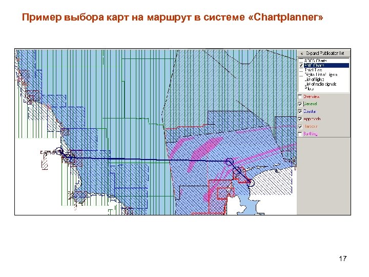 Пример выбора карт на маршрут в системе «Chartplanner» 17 