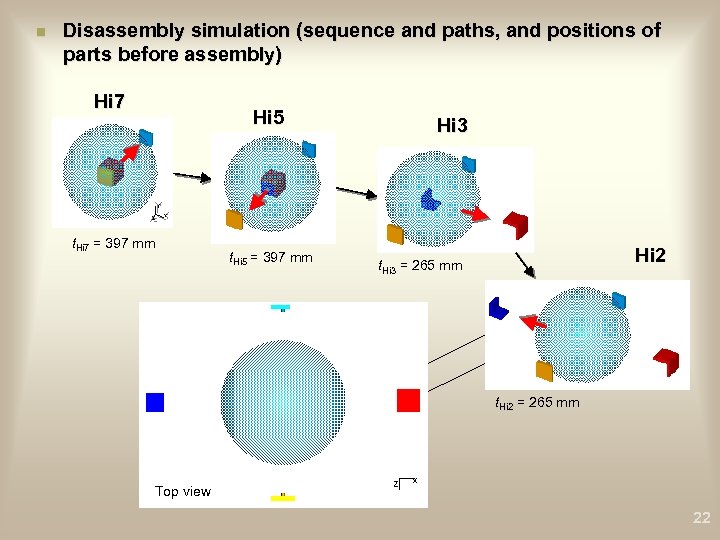 n Disassembly simulation (sequence and paths, and positions of parts before assembly) Hi 7