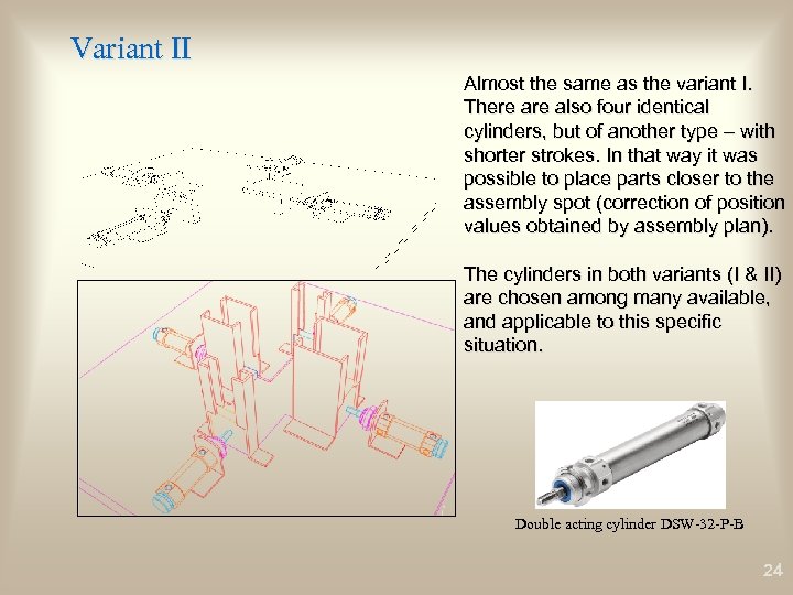 Variant II Almost the same as the variant I. There also four identical cylinders,
