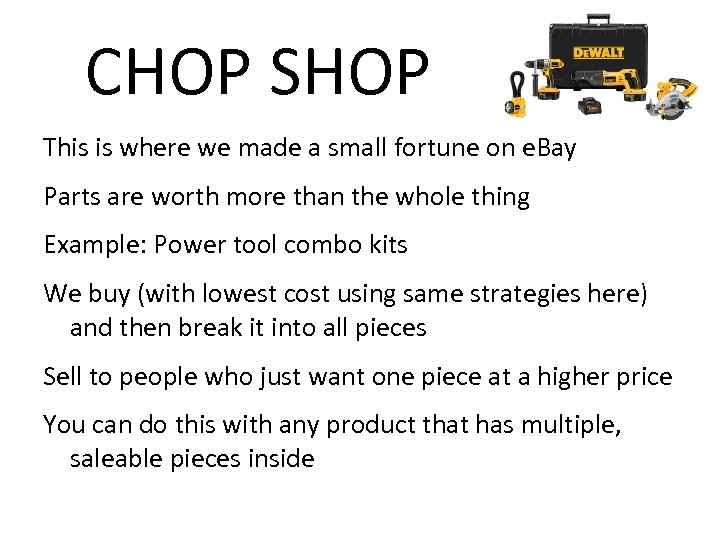 CHOP SHOP This is where we made a small fortune on e. Bay Parts