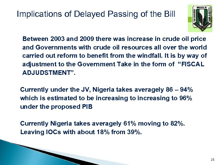 Implications of Delayed Passing of the Bill Between 2003 and 2009 there was increase