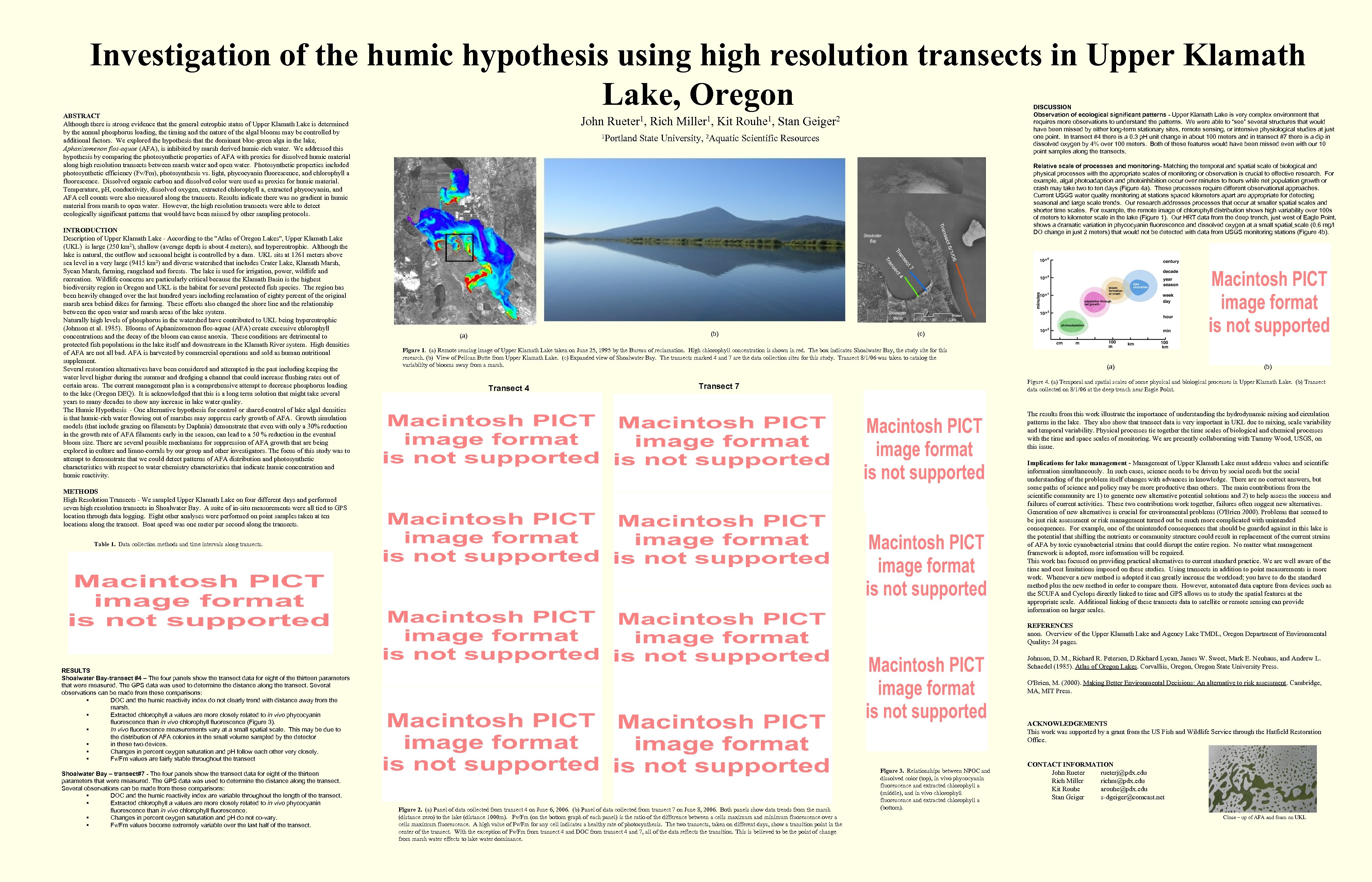 Investigation of the humic hypothesis using high resolution transects in Upper Klamath Lake, Oregon