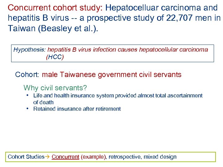 Concurrent cohort study: Hepatocelluar carcinoma and hepatitis B virus -- a prospective study of