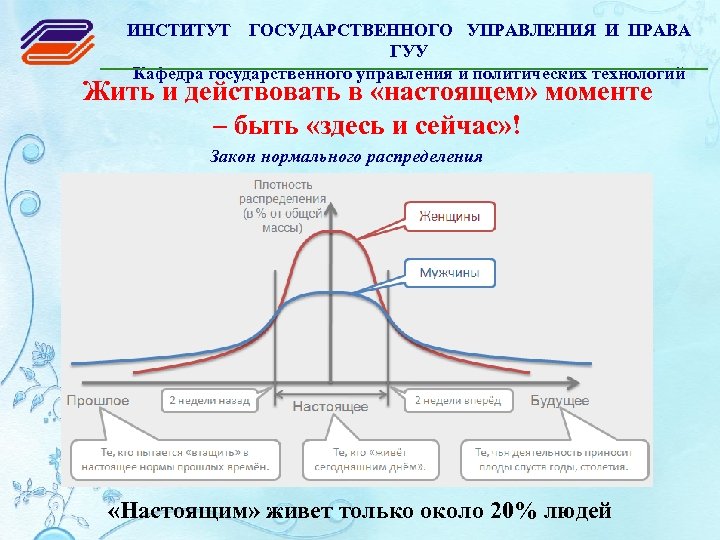 ИНСТИТУТ ГОСУДАРСТВЕННОГО УПРАВЛЕНИЯ И ПРАВА ГУУ Кафедра государственного управления и политических технологий Жить и