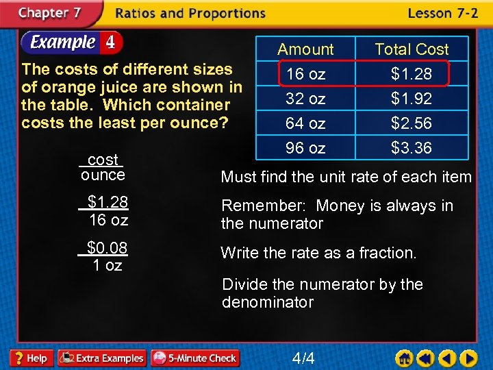 cost ounce Total Cost $1. 28 $1. 92 $2. 56 96 oz The costs