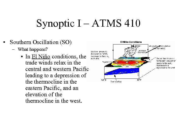 Synoptic I – ATMS 410 • Southern Oscillation (SO) – What happens? • In