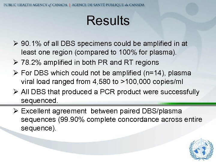 Results Ø 90. 1% of all DBS specimens could be amplified in at least