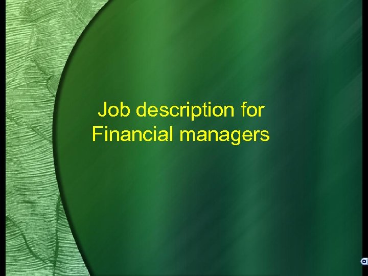 Job description for Financial managers 