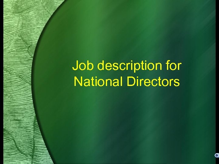Job description for National Directors 