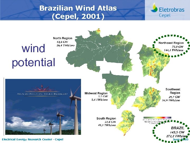 Brazilian Wind Atlas (Cepel, 2001) wind potential Electrical Energy Research Center - Cepel June