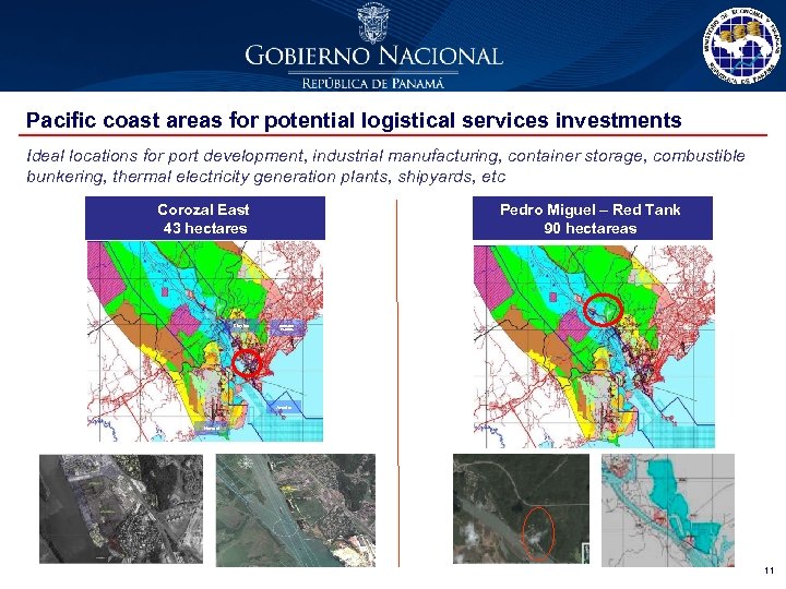 Pacific coast areas for potential logistical services investments Ideal locations for port development, industrial