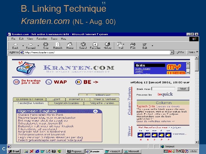 11 B. Linking Technique Kranten. com (NL - Aug. 00) 