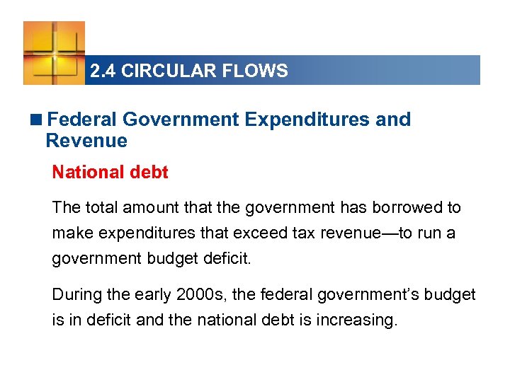 2. 4 CIRCULAR FLOWS <Federal Government Expenditures and Revenue National debt The total amount