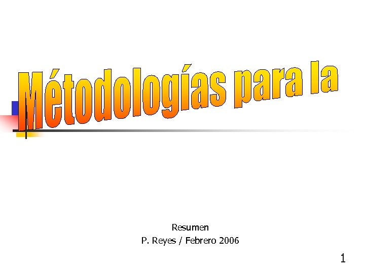 Resumen P. Reyes / Febrero 2006 1 