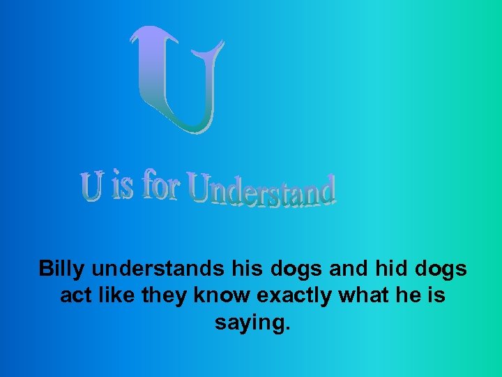 Billy understands his dogs and hid dogs act like they know exactly what he