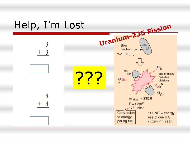Help, I’m Lost rani U -235 um ? ? ? sion Fis 