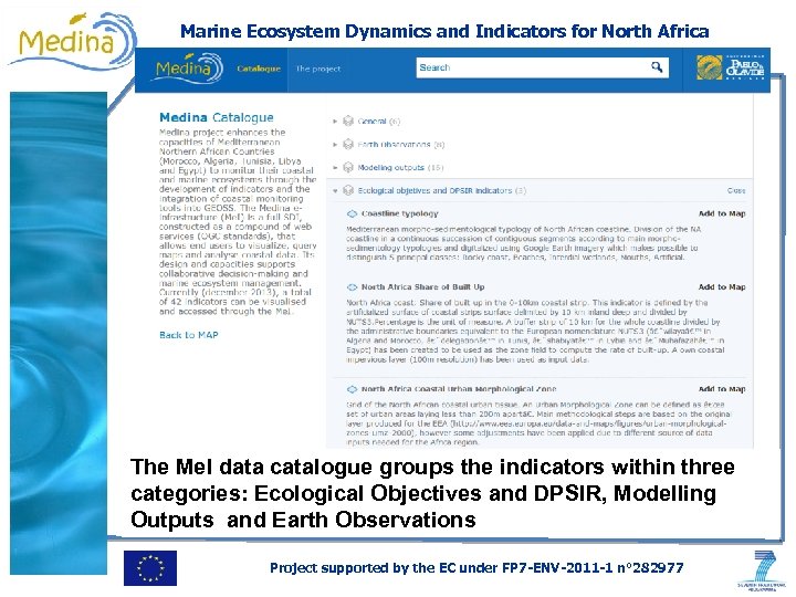 Marine Ecosystem Dynamics and Indicators for North Africa The Me. I data catalogue groups