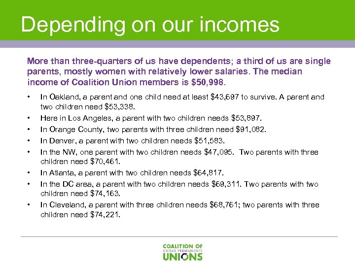 Depending on our incomes More than three-quarters of us have dependents; a third of
