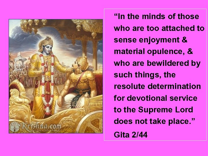 “In the minds of those who are too attached to sense enjoyment & material