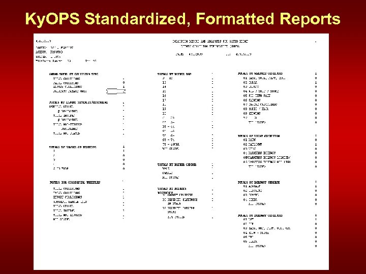 Ky. OPS Standardized, Formatted Reports 