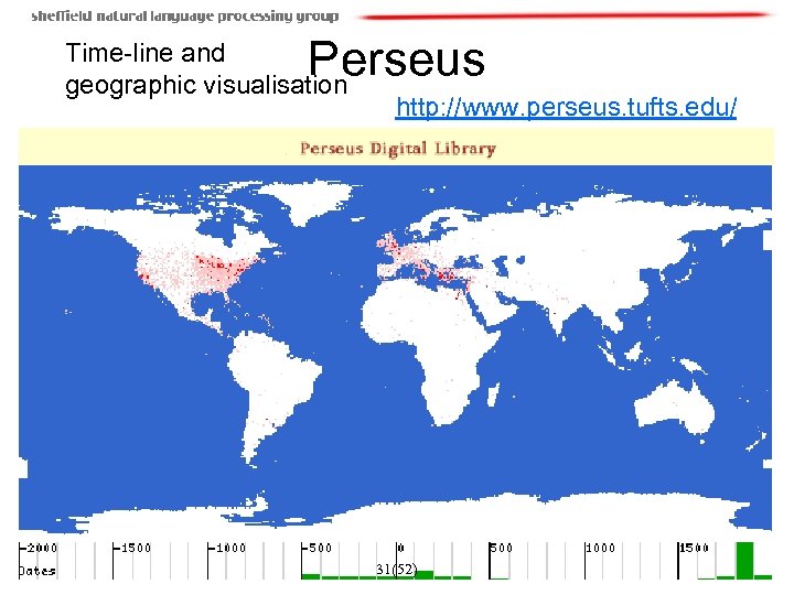 Perseus Time-line and geographic visualisation http: //www. perseus. tufts. edu/ 31(52) 