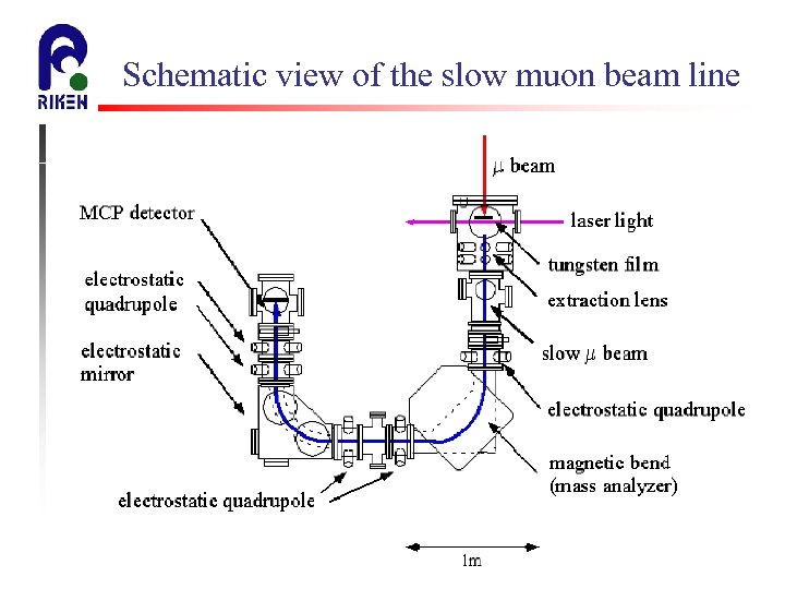 Schematic view of the slow muon beam line 
