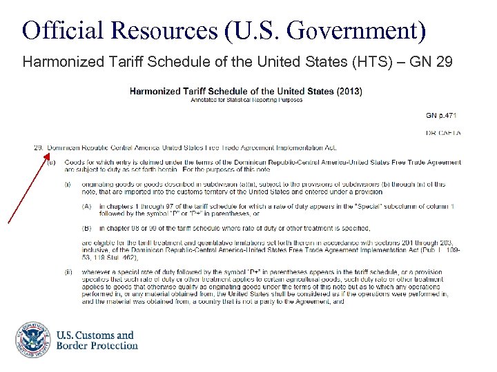 Official Resources (U. S. Government) Harmonized Tariff Schedule of the United States (HTS) –