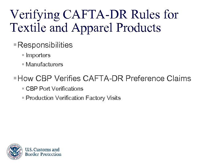 Cafta-dr Rules For Textile And Apparel Products Office