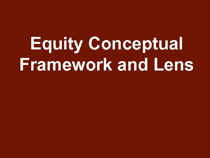 Equity Conceptual Framework and Lens 