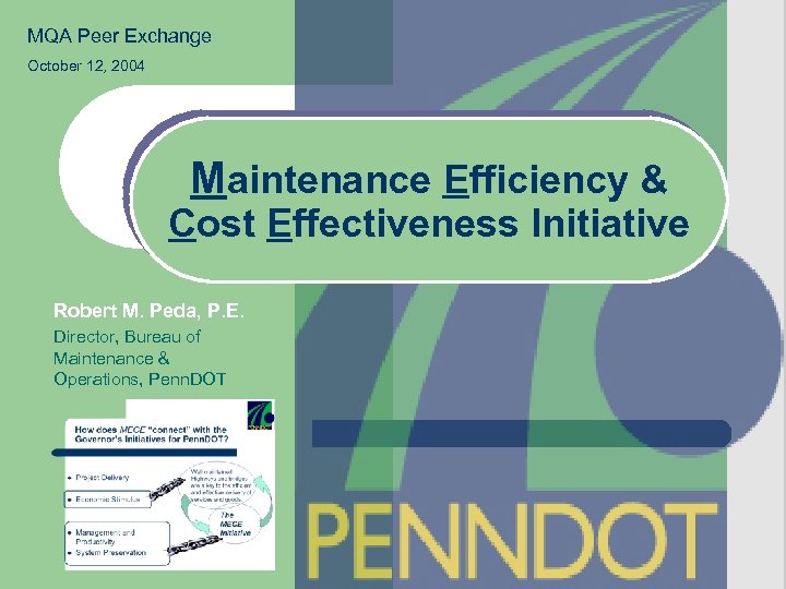 MQA Peer Exchange October 12, 2004 Maintenance Efficiency & Cost Effectiveness Initiative Robert M.