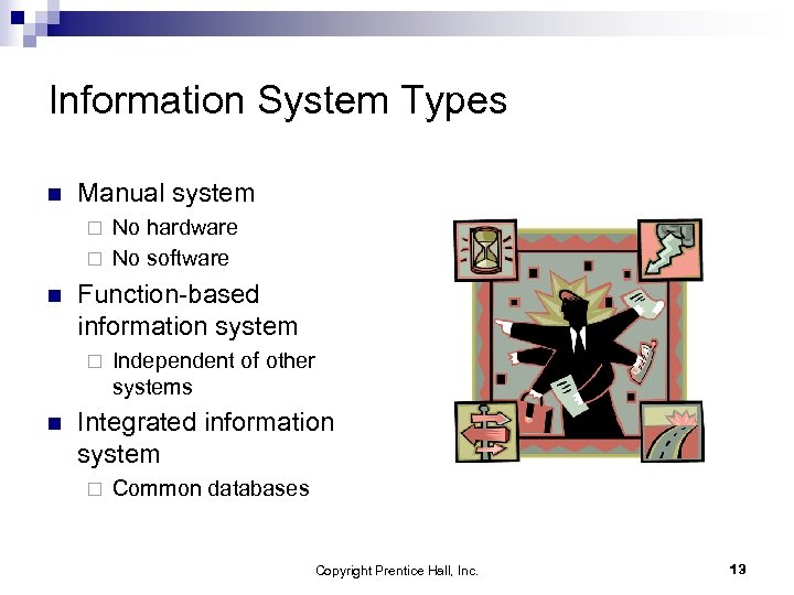 Information System Types n Manual system No hardware ¨ No software ¨ n Function-based