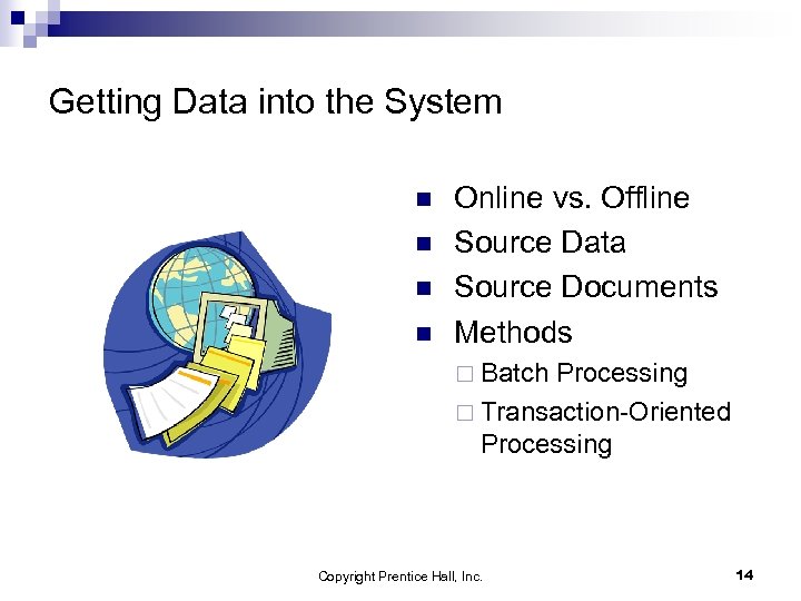 Getting Data into the System n n Online vs. Offline Source Data Source Documents