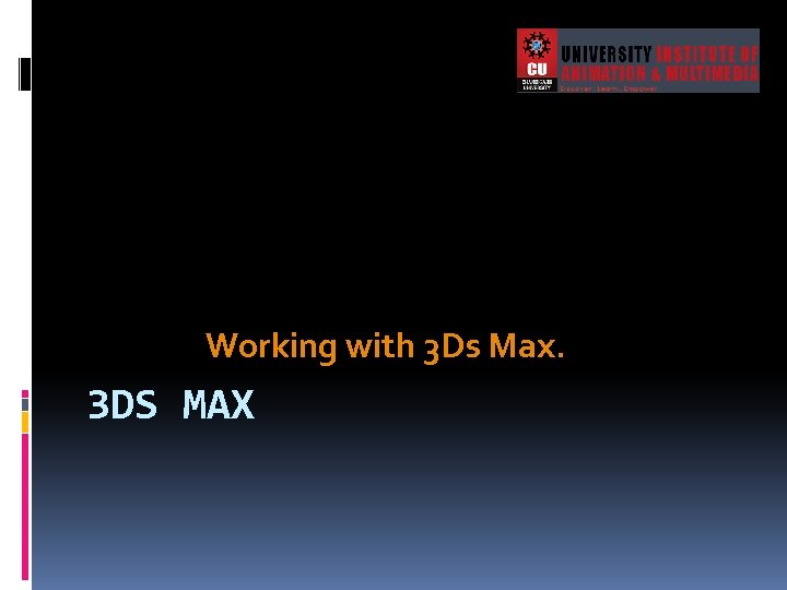 Working with 3 Ds Max. 3 DS MAX 