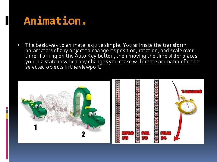 Animation. The basic way to animate is quite simple. You animate the transform parameters