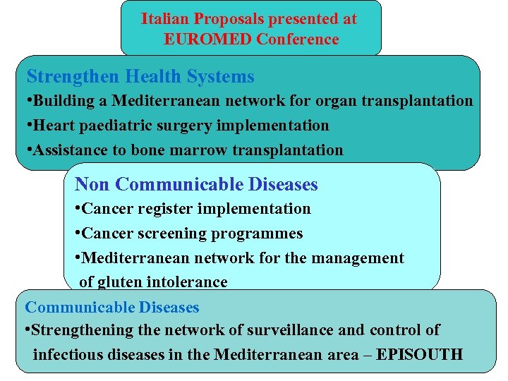 Italian Proposals presented at EUROMED Conference Strengthen Health Systems • Building a Mediterranean network