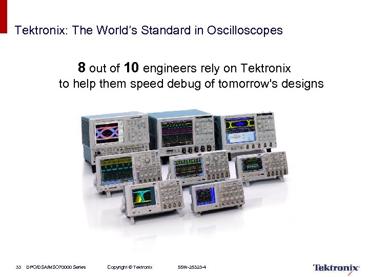 Tektronix: The World’s Standard in Oscilloscopes 8 out of 10 engineers rely on Tektronix