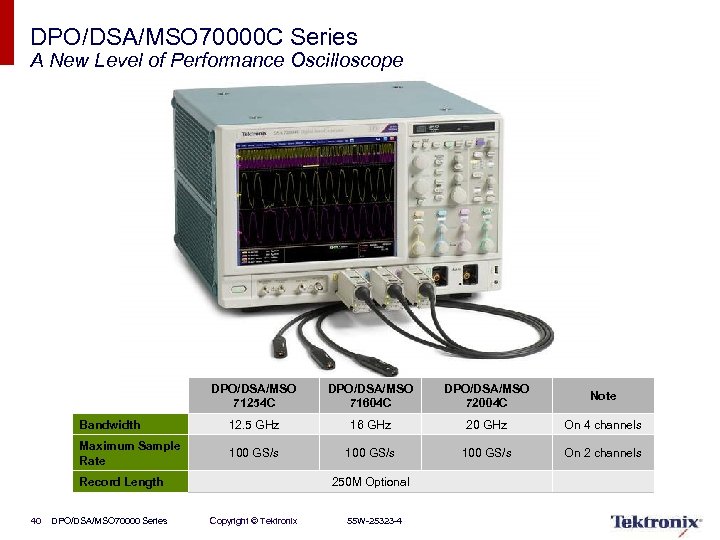 DPO/DSA/MSO 70000 C Series A New Level of Performance Oscilloscope DPO/DSA/MSO 71254 C DPO/DSA/MSO