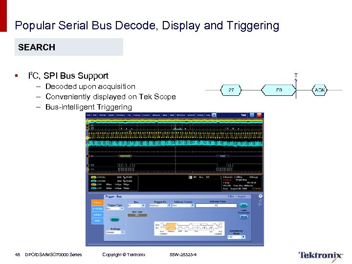 Popular Serial Bus Decode, Display and Triggering SEARCH § I 2 C, SPI Bus