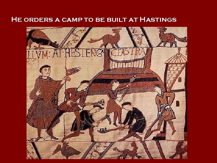 He orders a camp to be built at Hastings 