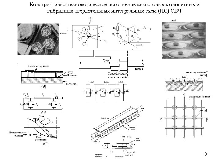 Конструктивно-технологическое исполнение аналоговых монолитных и гибридных твердотельных интегральных схем (ИС) СВЧ 3 