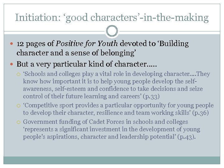 Initiation: ‘good characters’-in-the-making 12 pages of Positive for Youth devoted to ‘Building character and