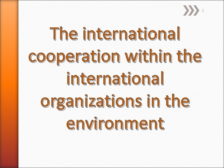 1 The international cooperation within the international organizations in the environment 