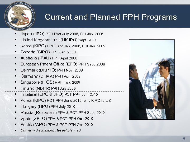 Current and Planned PPH Programs § § § § Japan (JPO) PPH Pilot July