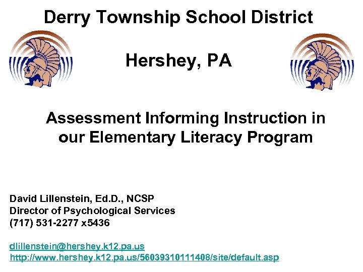 Derry Township School District Hershey, PA Assessment Informing Instruction in our Elementary Literacy Program