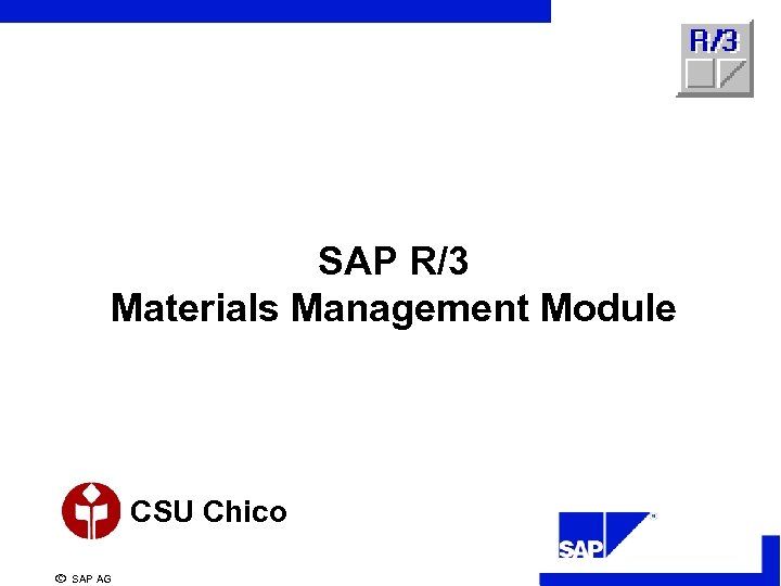 SAP R/3 Materials Management Module CSU Chico ã SAP AG 