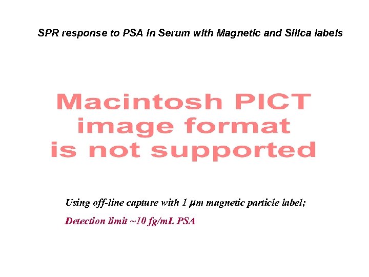 SPR response to PSA in Serum with Magnetic and Silica labels Using off-line capture