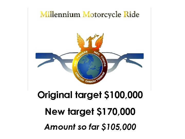 Original target $100, 000 New target $170, 000 Amount so far $105, 000 