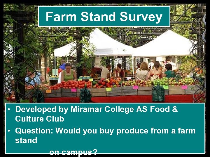 Farm Stand Survey • Developed by Miramar College AS Food & Culture Club •